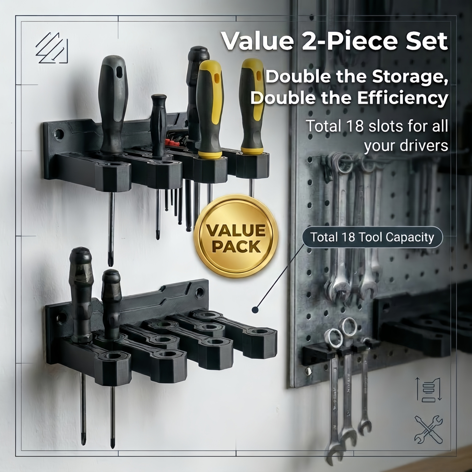 Workshop Tools Hanging - 1-Piece Screwdriver Storage Rack, Screwdriver Organizer